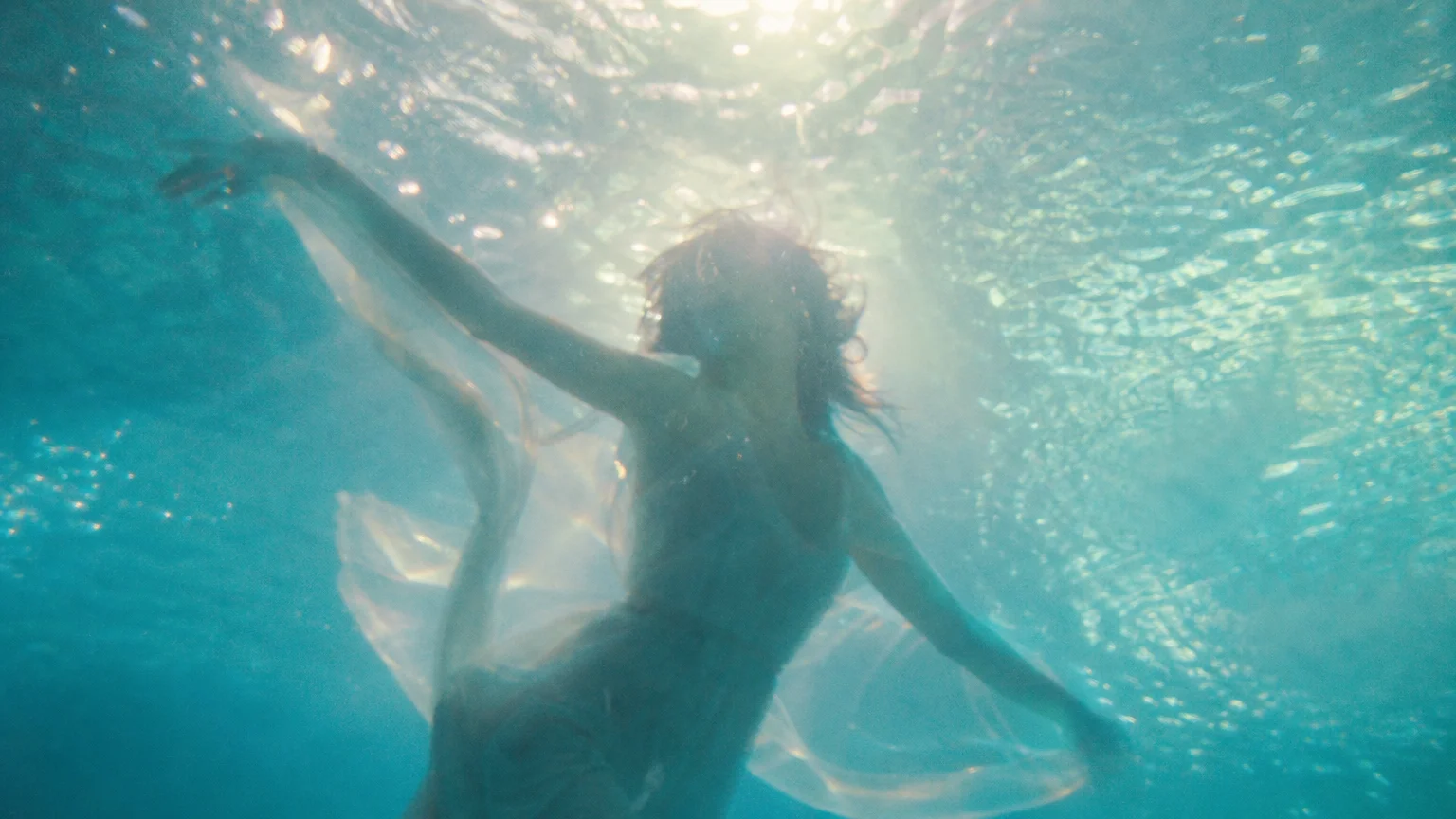 A dreamy, watery photo in shades of teal and green, representing the imaginative spirit of Pisces.